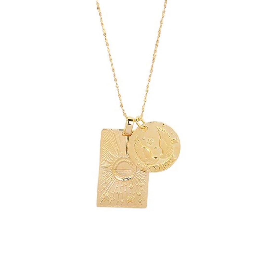 SPELL VIRGO STARGAZER ZODIAC NECKLACE, 22k Gold Vermeil